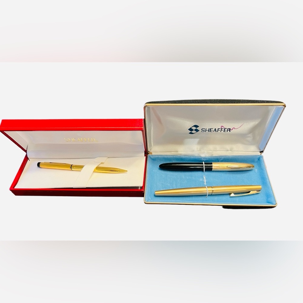 Vintage Sheaffer Fountain Pen, Ballpoint Pen & Pencil 14kt Gold Filled Set